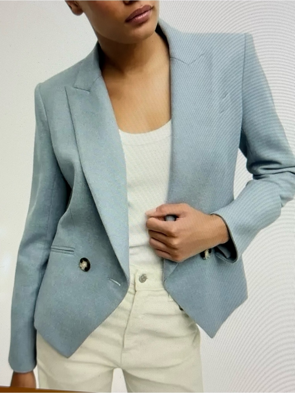 Veronica Beard Powder Blue Tailored Double-Breasted Blazer - Picture 4 of 16